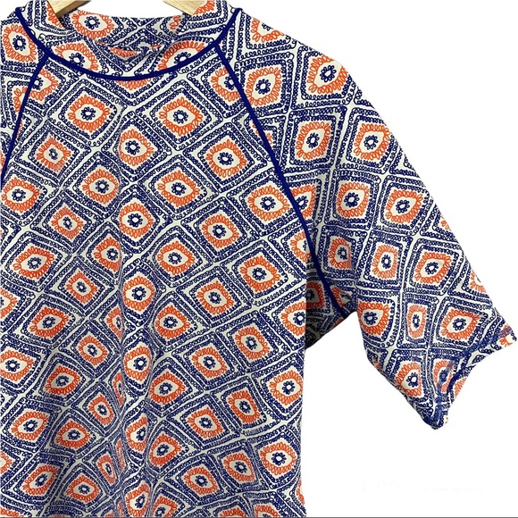 Boden Swim Shirt Rash Guard US Size 14 Style WF003 Geometric Print Blue Orange - Picture 6 of 7